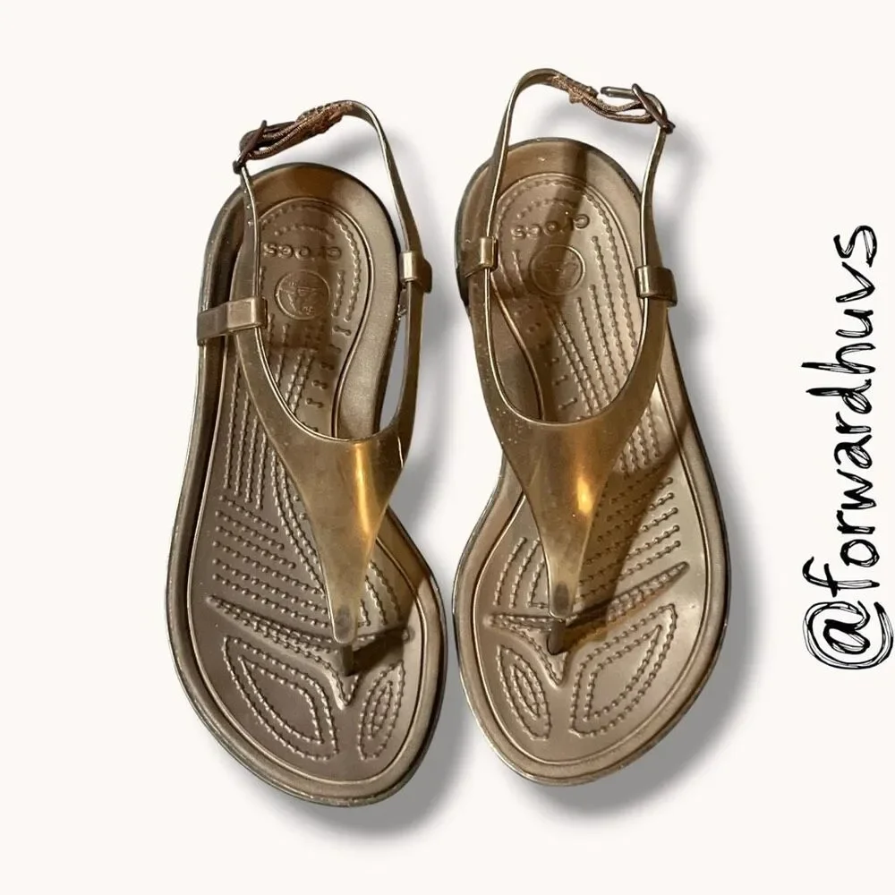 Crocs Jelly Style Bronze Slingback Wedge Sandals W4